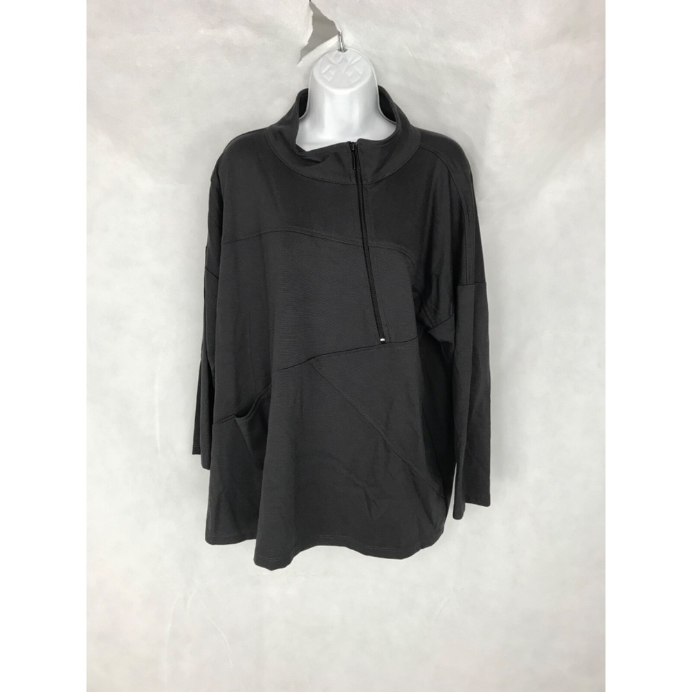 Spirithouse Womens M Charcoal Grey Asymmetrical Zipper Jacket Made in USA